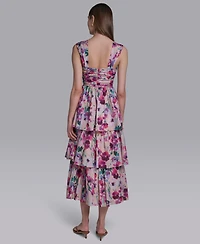 Halston Women's Square Neck Midi Dress