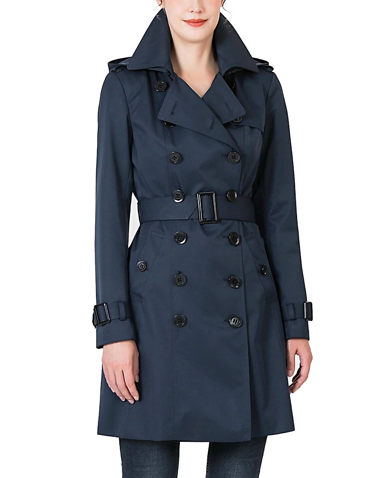 kimi + kai Women's Classic Hooded Trench Coat