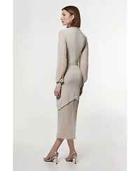 Karen Millen Women's Woven Sleeved Pleated Dress