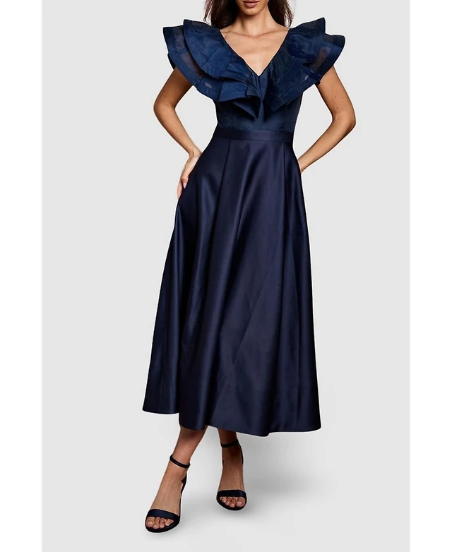slim fit dress slacks Macy Lace Up Slim Glitter Satin Formal Dress