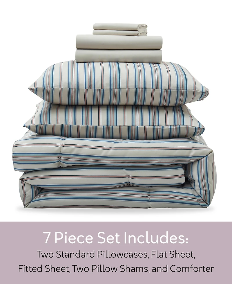 Nestl Luxury Soft Modern Striped Design 7-Pc. Comforter Set, Full