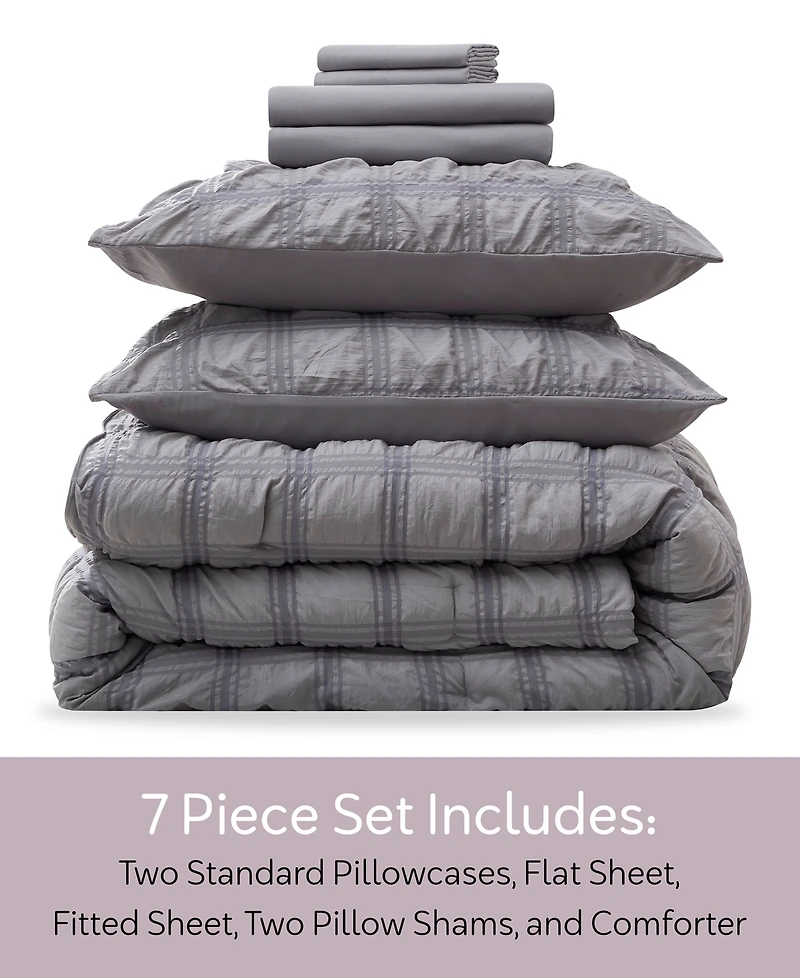 Nestl Luxury Soft Seersucker Design 7-Pc. Comforter Set