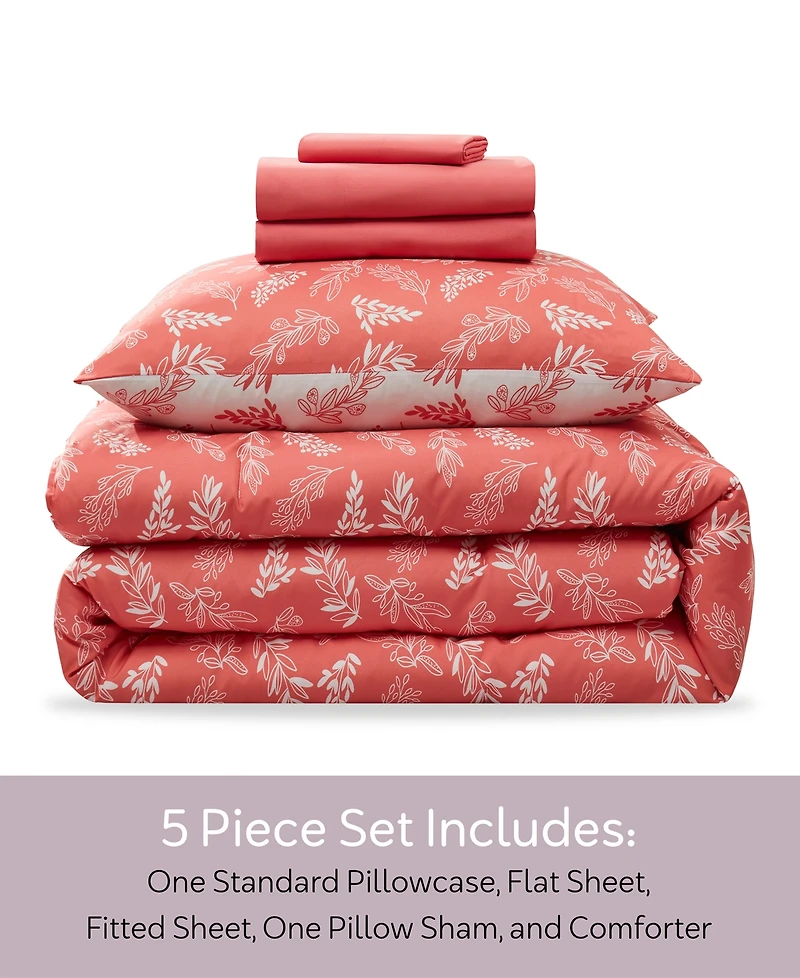 Nestl Luxury Soft Botanical Design 5-Pc. Comforter Set