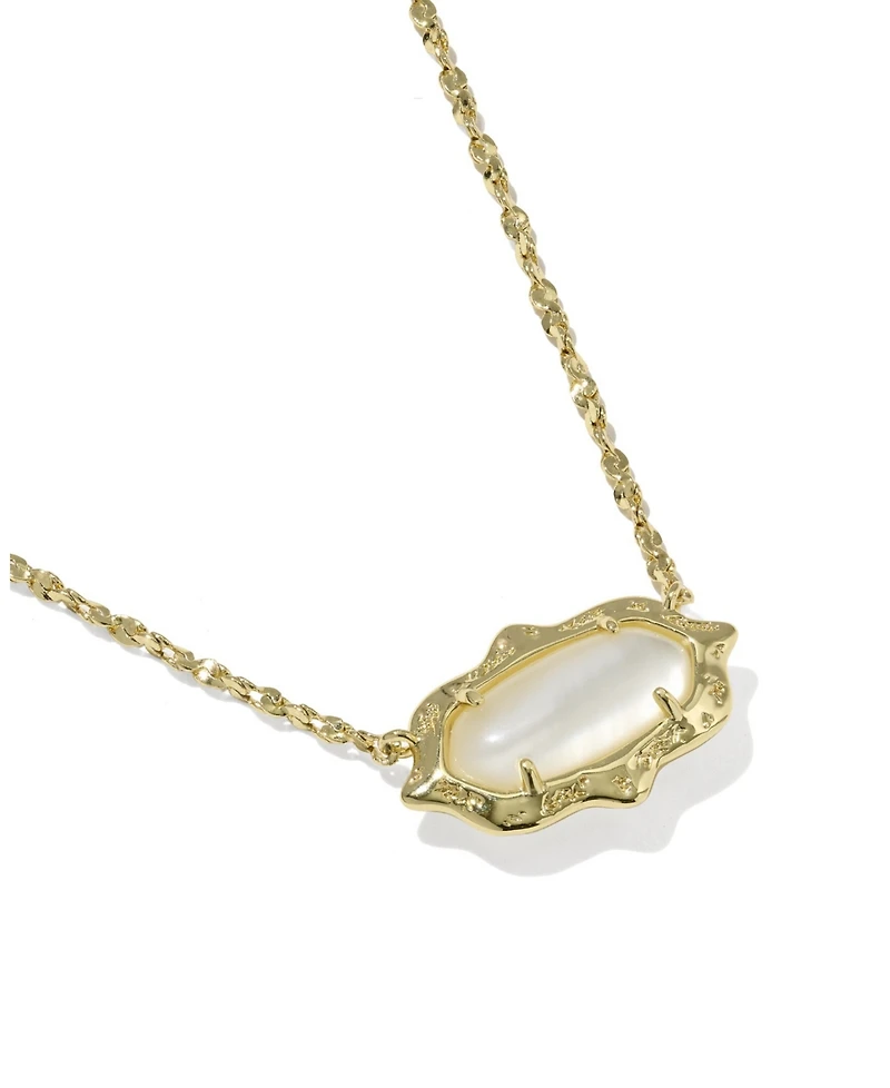 Kendra Scott Imitation Pearl and 14k Gold Over Brass Elisa Scallop Frame Short Pendant Necklace