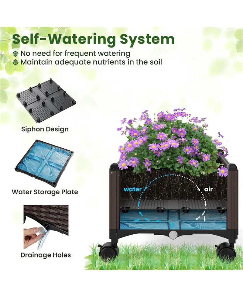 Slickblue Raised Garden Bed with Trellis and Built-In Planter Boxes