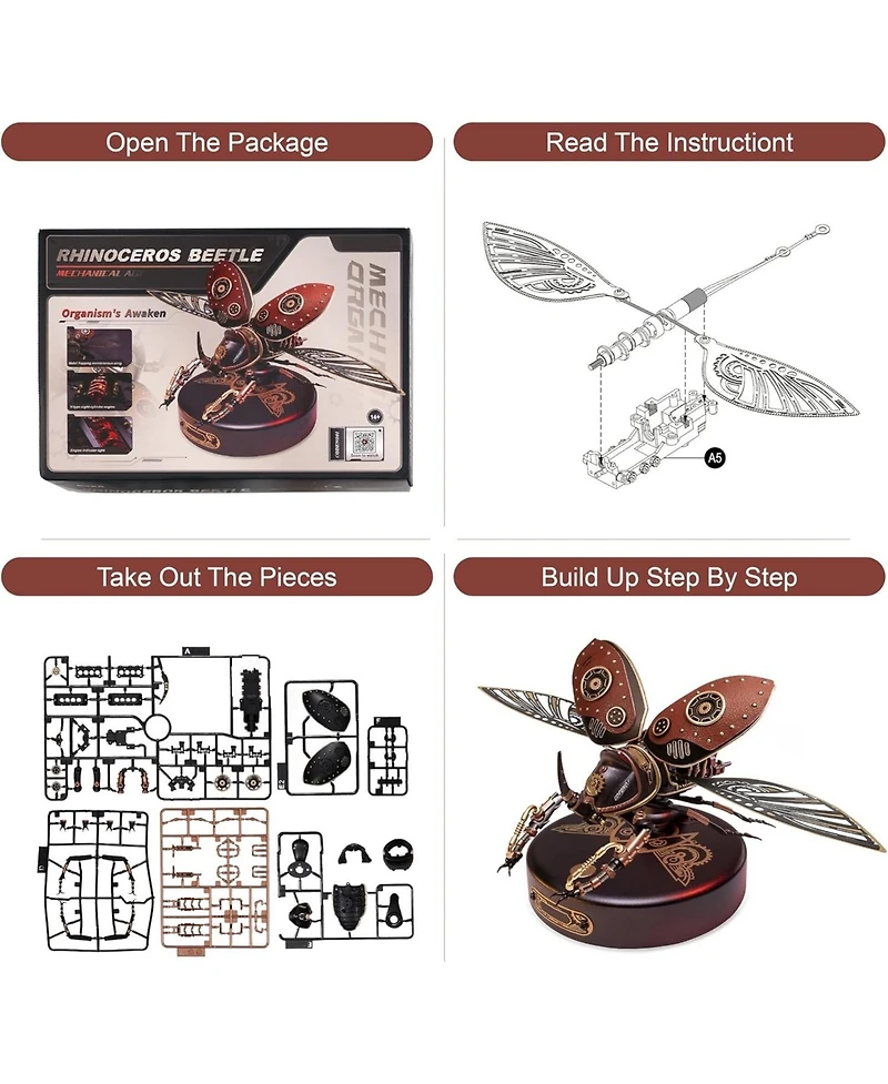 Robotime Mechanical Rhinoceros Beetle 3D Metal Puzzle Diy Model Kit