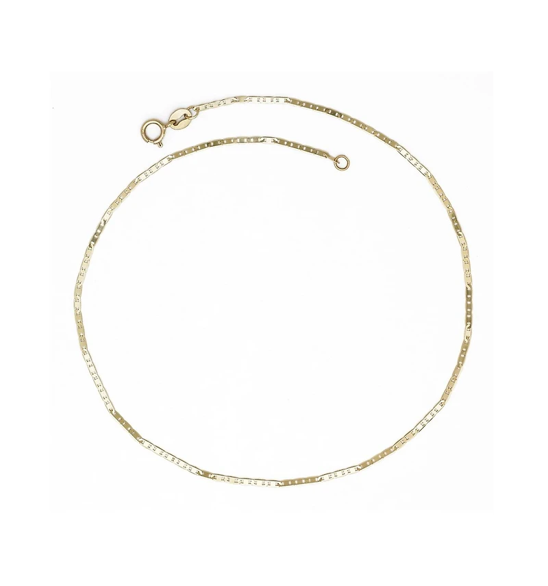 Curata Jewelry Solid 10K Gold 10 Inch 1.3mm Thin Flat Mariner Link Anklet