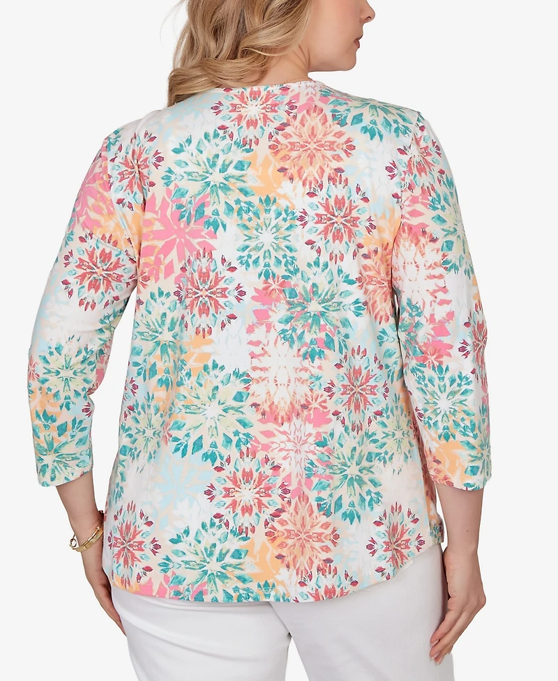 Ruby Rd. Plus Floral Medallion Knit Top