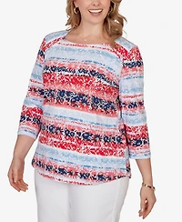 Ruby Rd. Plus Painted Floral Stripe Knit Top