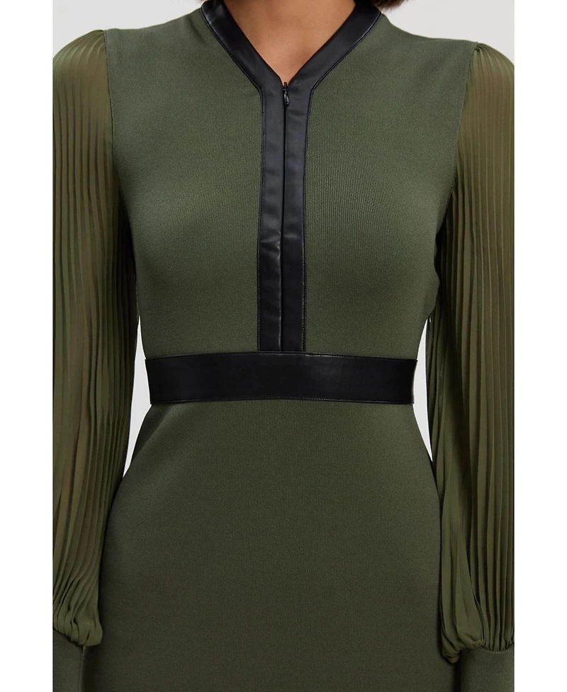 Karen Millen Women's Woven Sleeved Pleated Dress