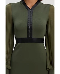 Karen Millen Women's Woven Sleeved Pleated Dress
