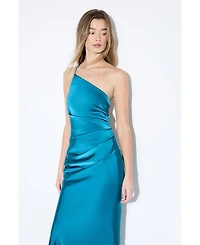 MissPap Women's Satin Asymmetric Maxi Bridesmaid Dress