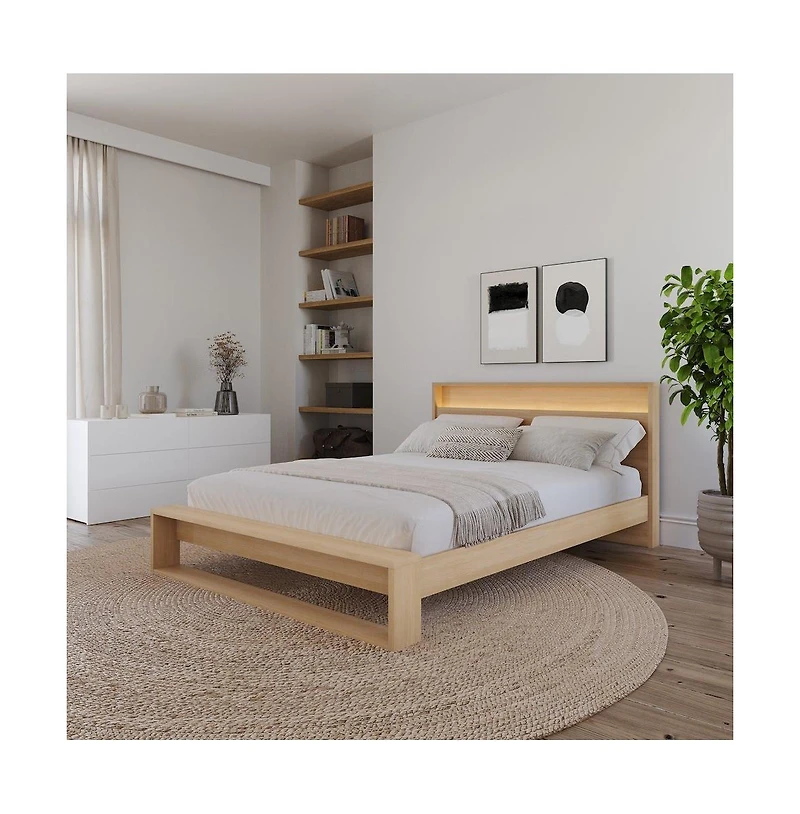 Nexera Gael Slatted Bedframe and Headboard with Integrated Light