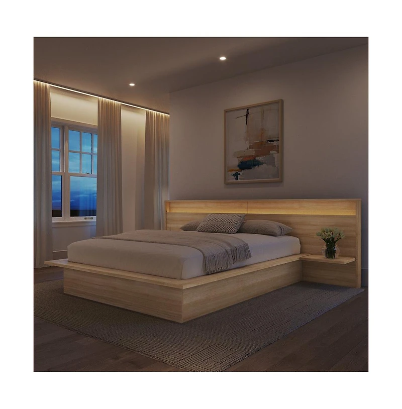 Nexera Extended Headboard with Integrated Shelves