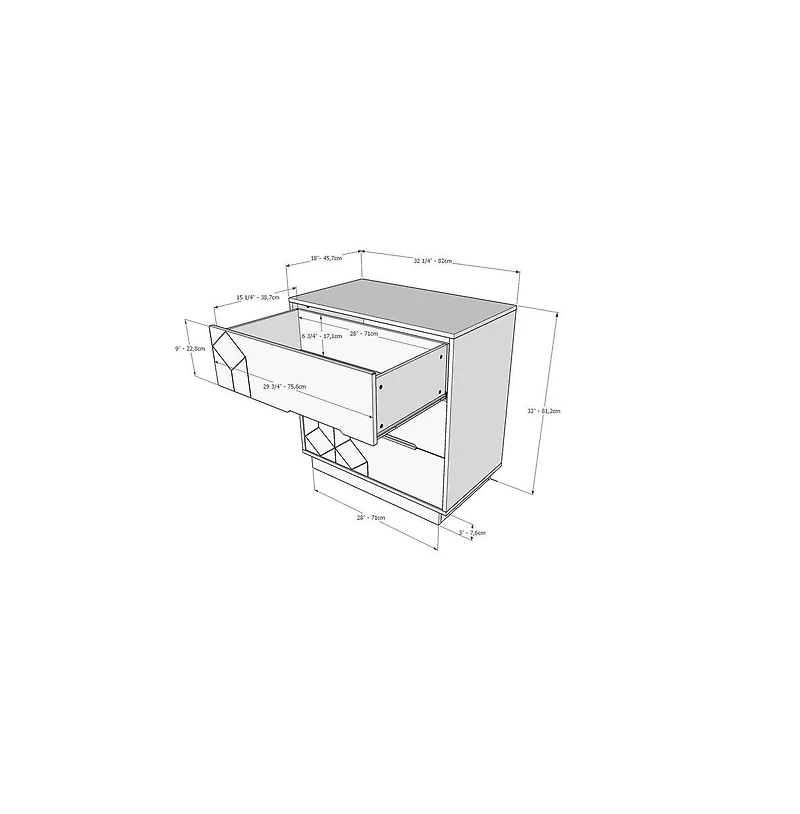Nexera 3-Drawer Dresser Chest.