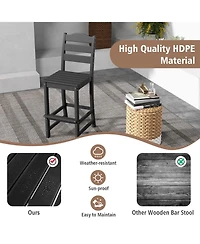 Costway Outdoor Hdpe Bar Stool Patio Tall Chair Backrest Footrest All Weather