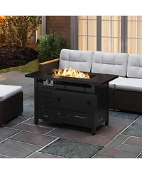 Costway 40-Inch Outdoor Propane Fire Pit with Lava Rocks Removable Lid & Protective Cover