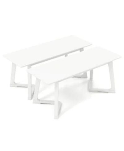 2 Pcs 42 X22 Modern Entryway Bench With Rubber Wood Legs Smooth Seating Area