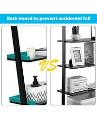 Costway Ladder Shelf 5-Tier Plant Stand Wall-leaning Bookcase Display Rack