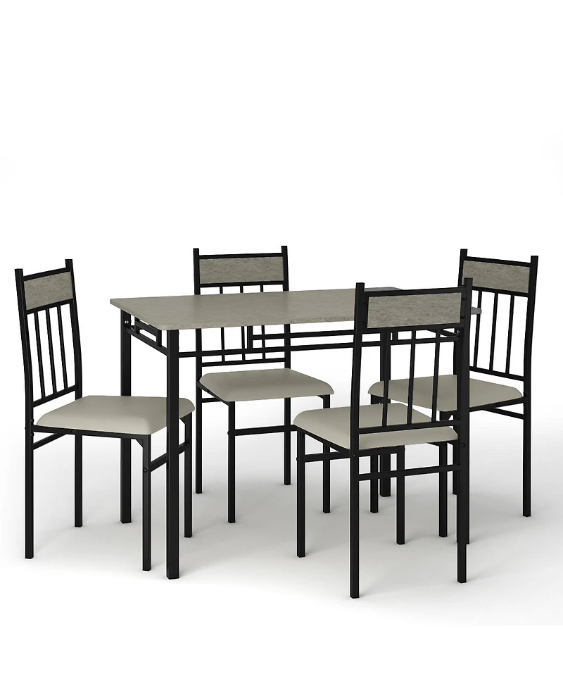 Costway 5 Piece Faux Marble Dining Set Table and 4 Chairs Kitchen Breakfast Furniture