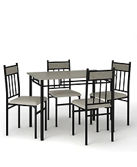 Costway 5 Piece Faux Marble Dining Set Table and 4 Chairs Kitchen Breakfast Furniture