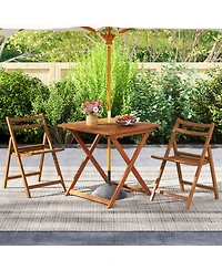 29.5" x 29.5" Patio Dining Table with Teak Painting 2" Umbrella Hole