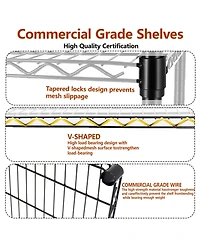 Rainsken 4 Tier Heavy Duty Wire Storage Shelves with Wheels, Adjustable Utility Storage Rack, 2400 lbs Capacity for Garage