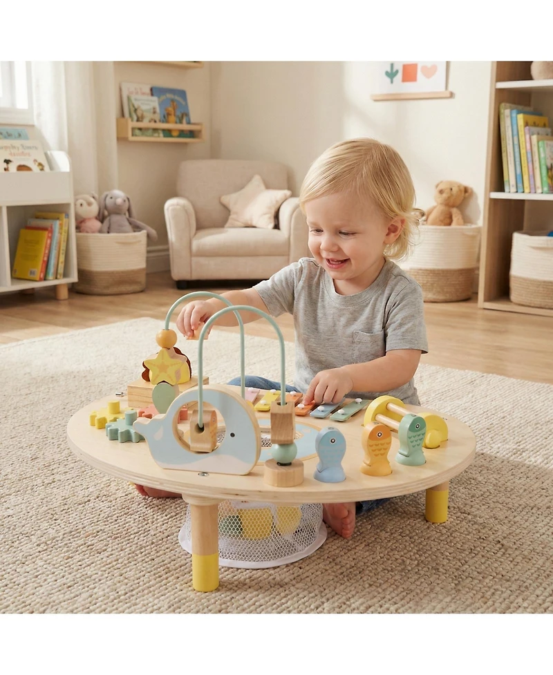 Mecale 7-in-1 Montessori Toddler Activity Table, Wooden Musical Sensory Table, 12M+