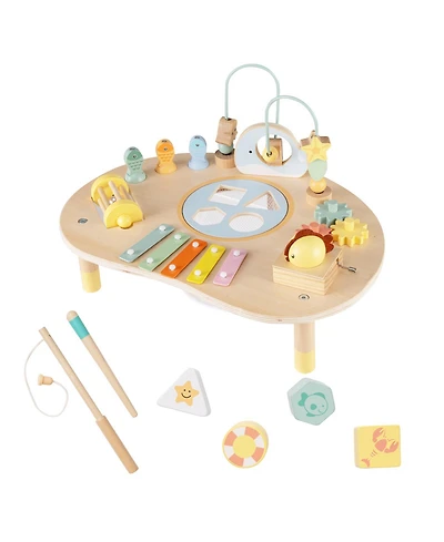 Mecale 7-in-1 Montessori Toddler Activity Table, Wooden Musical Sensory Table, 12M+