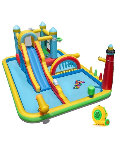 Mecale Giant Inflatable Water Slide Park with Long Slide and 750W Blower Included