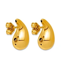 Curata Jewelry Solid 18k Yellow Gold Italian 20x9.4mm Puffed Teardrop Dangle Earrings