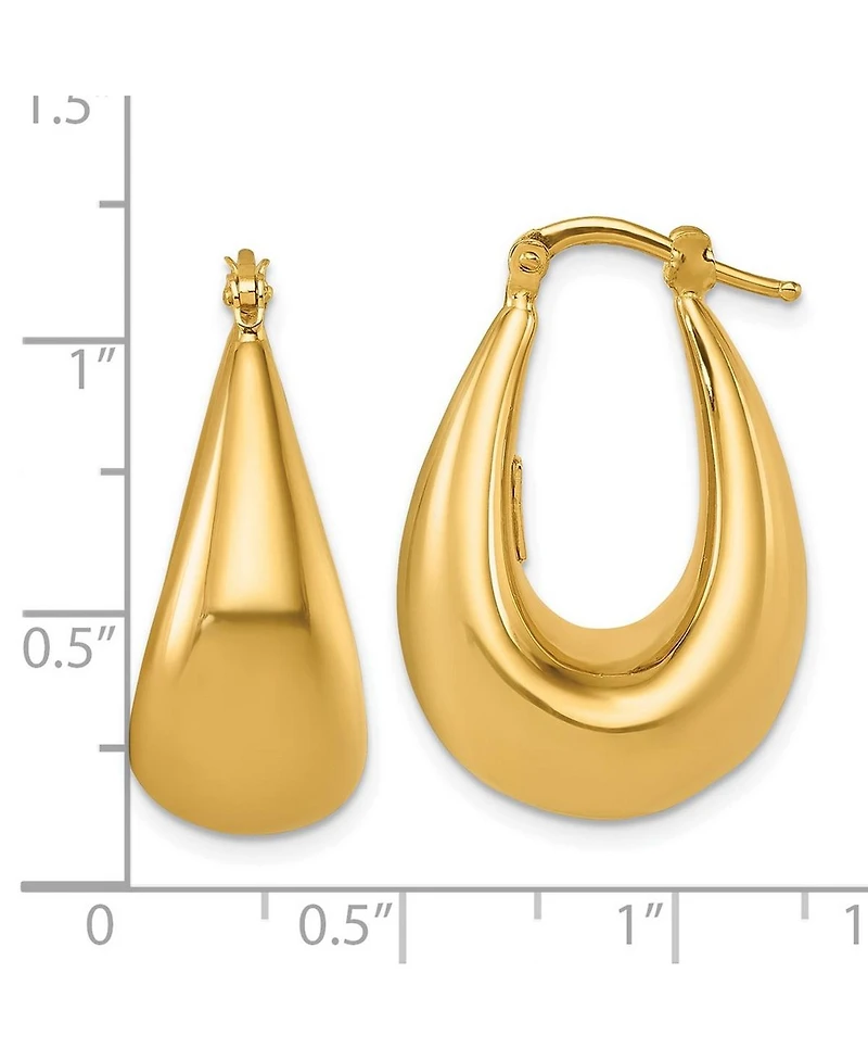Curata Jewelry Solid 18k Yellow Gold Italian 28mm Puffed Graduated Oval Hoop Earrings