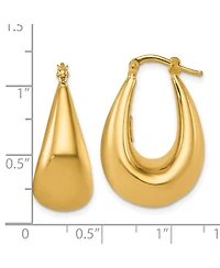 Curata Jewelry Solid 18k Yellow Gold Italian 28mm Puffed Graduated Oval Hoop Earrings