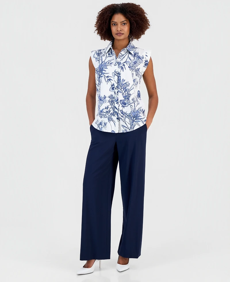 T Tahari Women's Extended-Shoulder Sleeveless Blouse