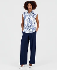 T Tahari Women's Extended-Shoulder Sleeveless Blouse