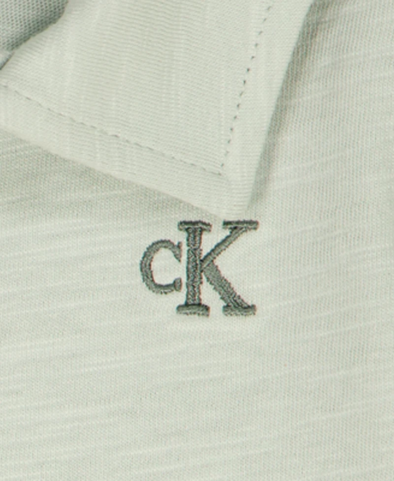 Calvin Klein Baby Boys' Slub Pique Polo Bodysuit & Denim Logo Shorts Set