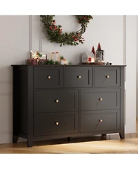 gaomon 7 Drawer Dresser for Bedroom,Wooden Dressers with Large Storage,Handleless Chest of Drawers Tv Stand
