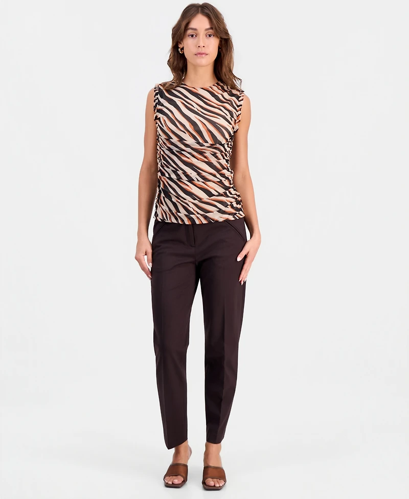 Bar Iii Women's Animal-Print Mesh Top, Macy's Exclusive