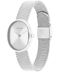 Calvin Klein Women's Euphoria Silver Tone Stainless Steel Mesh Bracelet Watch, 23.2mm