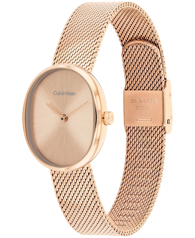 Calvin Klein Women's Euphoria Rose Gold Tone Stainless Steel Mesh Bracelet Watch, 23.2mm