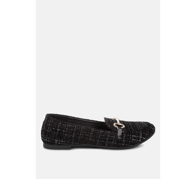 London Rag Women's Drairi Horsebit Detail Tweed Loafers