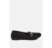 London Rag Women's Drairi Horsebit Detail Tweed Loafers