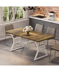 gaomon Dining Table 4-6 Person, Farmhouse Kitchen Table with Heavy Duty Metal Legs