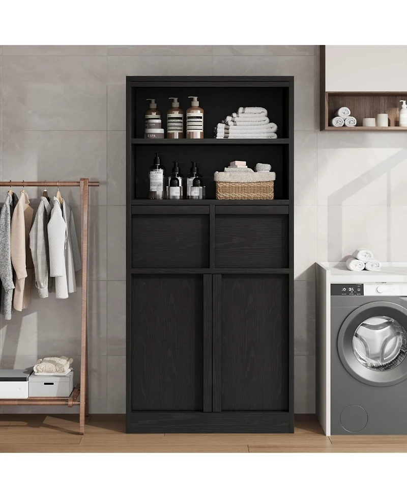 gaomon Tall Freestanding Bathroom Cabinet, 51" H, Doors & 2 Drawers, Organizer for Bathroom, Living Room, Kitchen & Pantry