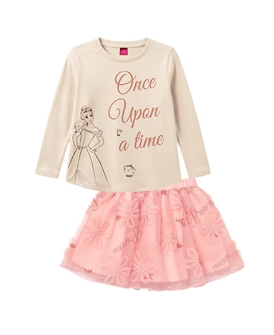 Kate Mack Girls' 2T-6X Long-Sleeve T-Shirt and Skirt, 2-Piece Set