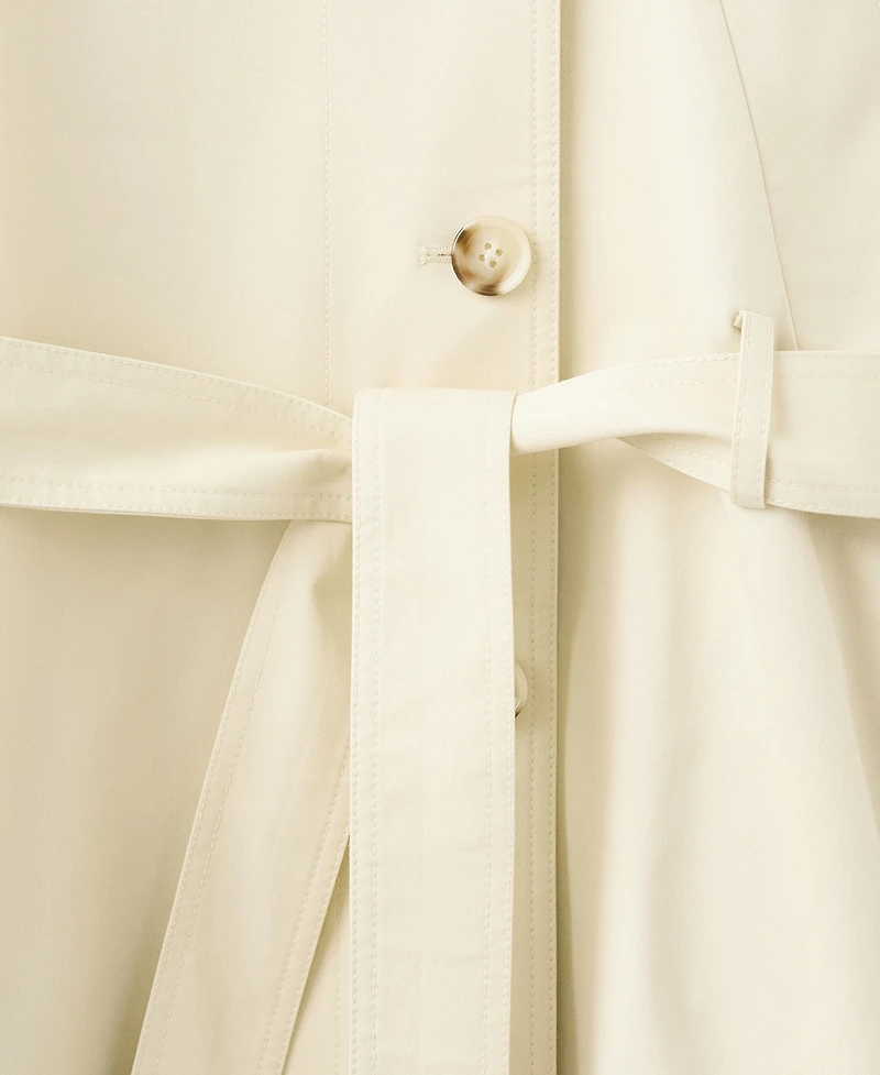 Mango Women's Funnel Neck Belt Trench Coat