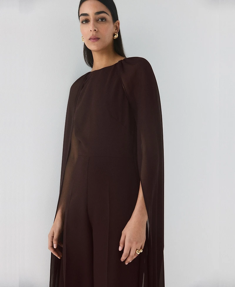 Mango Women's Long-Sleeve Slit Jumpsuit