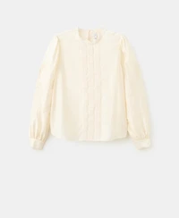 Mango Women's Floral Embroidery Cotton Blouse