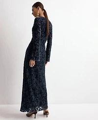 Mango Women's Bell Sleeves Devore Dress