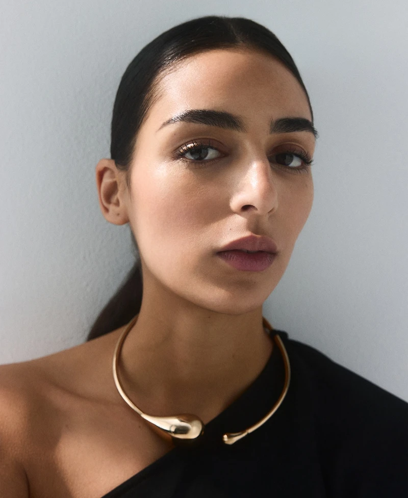 Mango Women's Puffed Sleeve Collared Dress